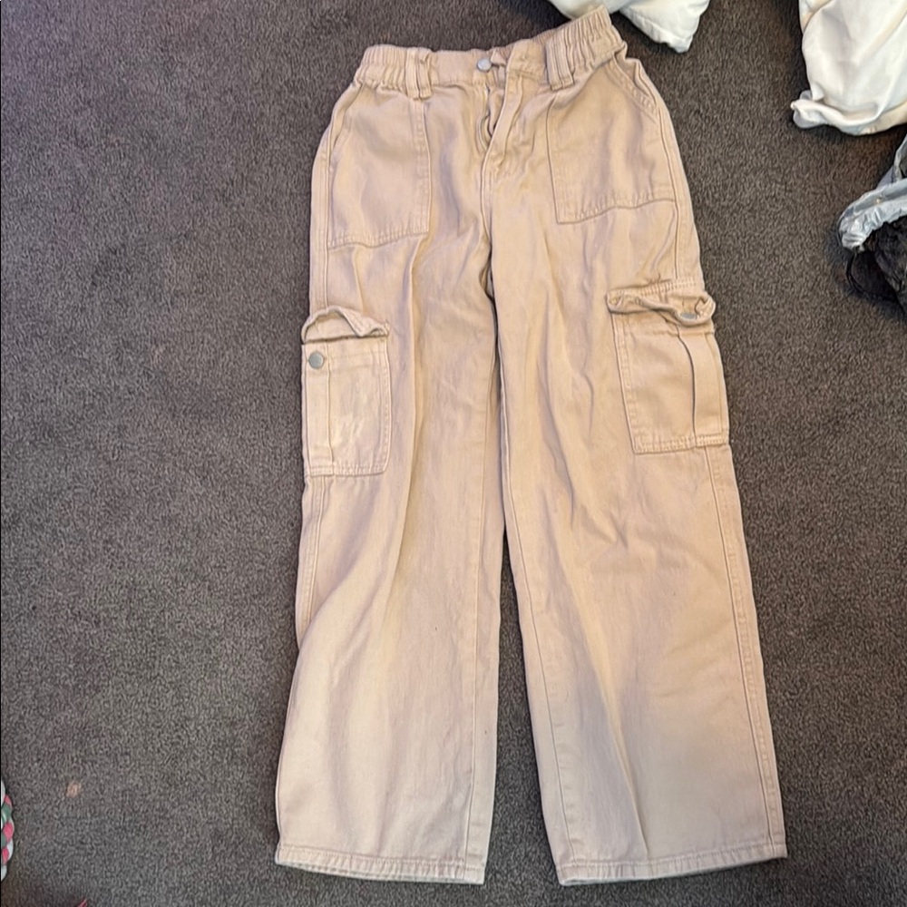 SHEIN Tan Flare Wide Leg Jeans